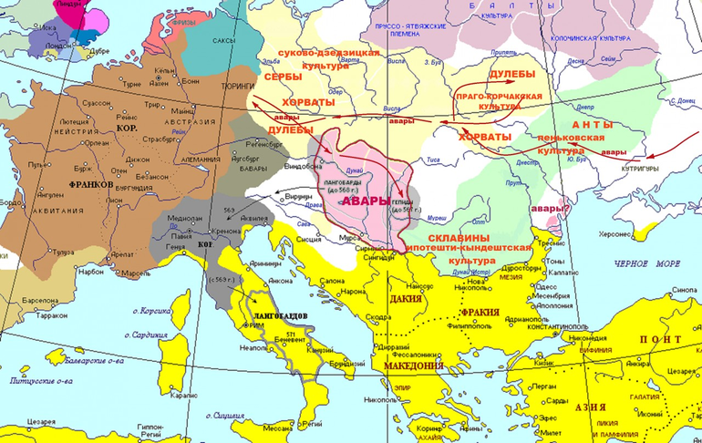 Аварский каганат на карте Европы