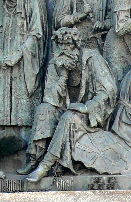 Ермак на памятнике «Тысячелетие России» в Новгороде Великом